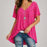 Florenza – Floral V-neck Short Sleeve Tunic Top for Women
