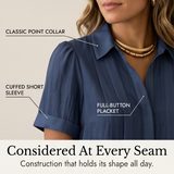 Lunavia – Women's Pleated Short-Sleeve Blouse