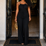 Soraya – Halter Wide-Leg Drawstring Jumpsuit, Summer Denim-Look