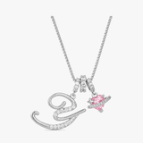 LUMARA – 3-Layer Initial Necklace with Pink Heart Zircon