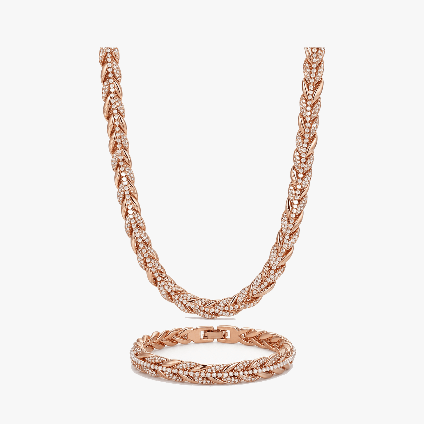Lumara – Sparkling Leaf Link Necklace and Bracelet Set