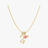 LUMARA – 3-Layer Initial Necklace with Pink Heart Zircon