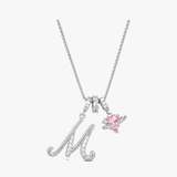 LUMARA – 3-Layer Initial Necklace with Pink Heart Zircon