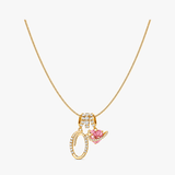 LUMARA – 3-Layer Initial Necklace with Pink Heart Zircon