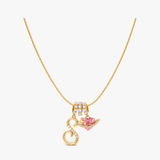 LUMARA – 3-Layer Initial Necklace with Pink Heart Zircon