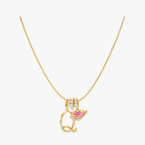 LUMARA – 3-Layer Initial Necklace with Pink Heart Zircon