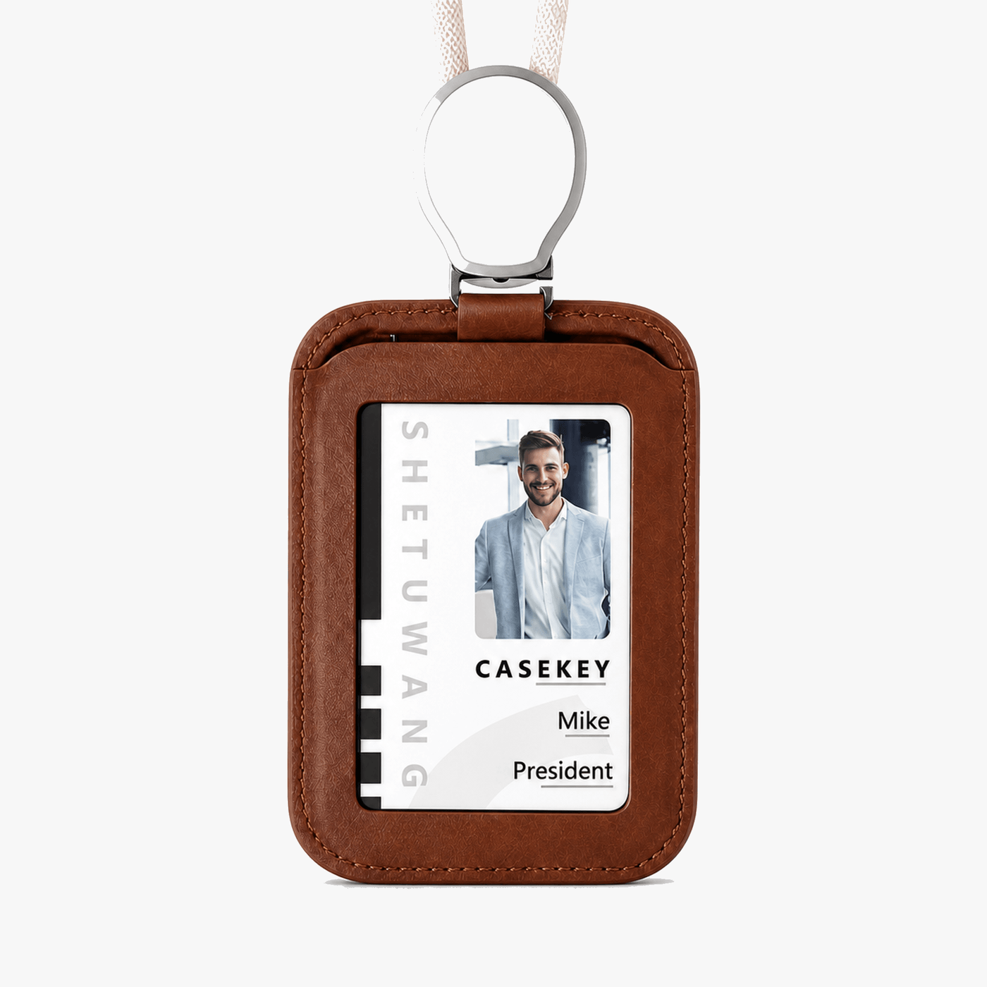 Carden – Retractable faux leather badge holder