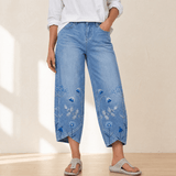 Bloomara – Women's Embroidered Wide-Leg Jeans with Tulip Hem