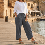 Brezia – Women's Asymmetric Linen Blend Cropped Pants