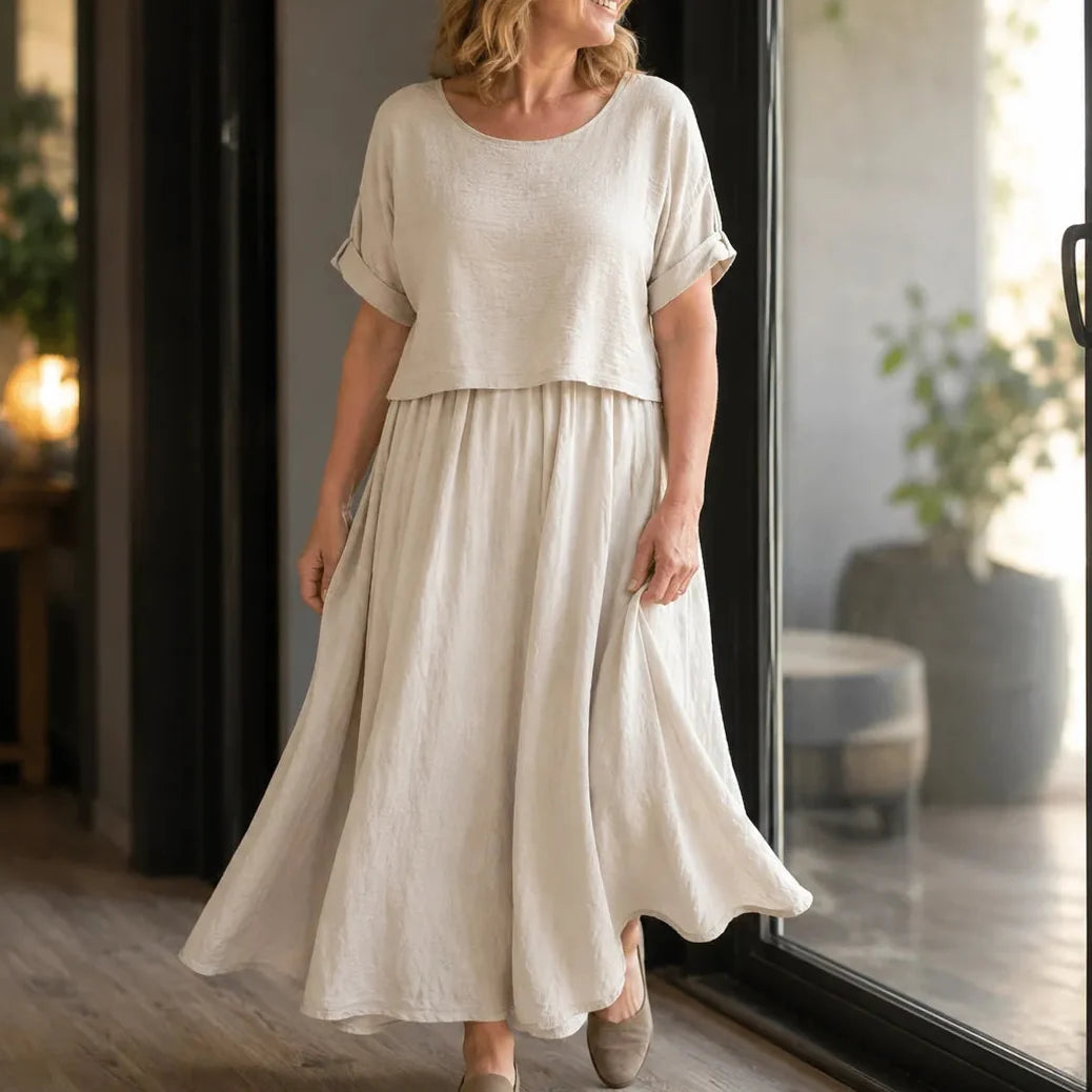 Solene – Effortless Two Piece Linen-Look Skirt Set for Women