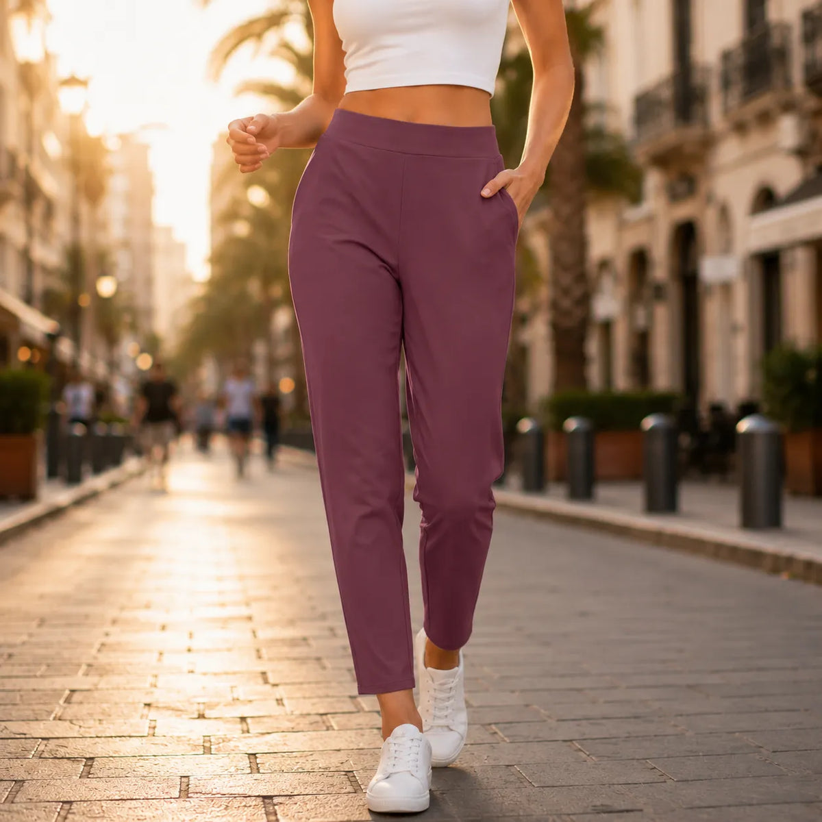 Wearlyn – High-Waist Stretch Ankle Pants with Deep Pockets