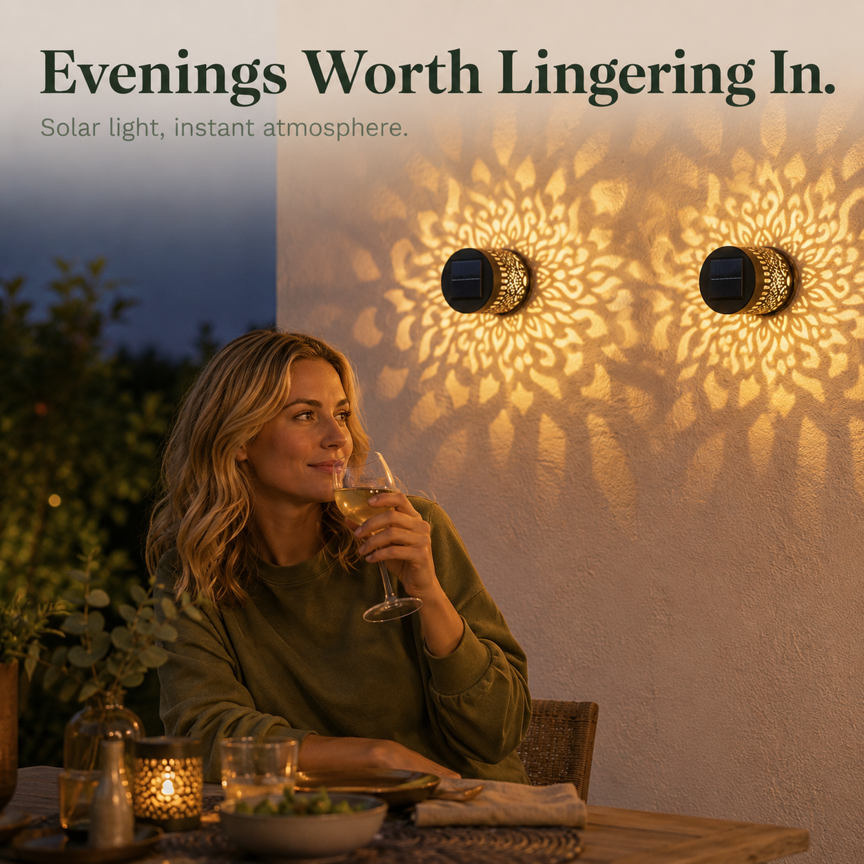 Veluna – Solar Mandala Projector Wall Light for Outdoor Garden Decor