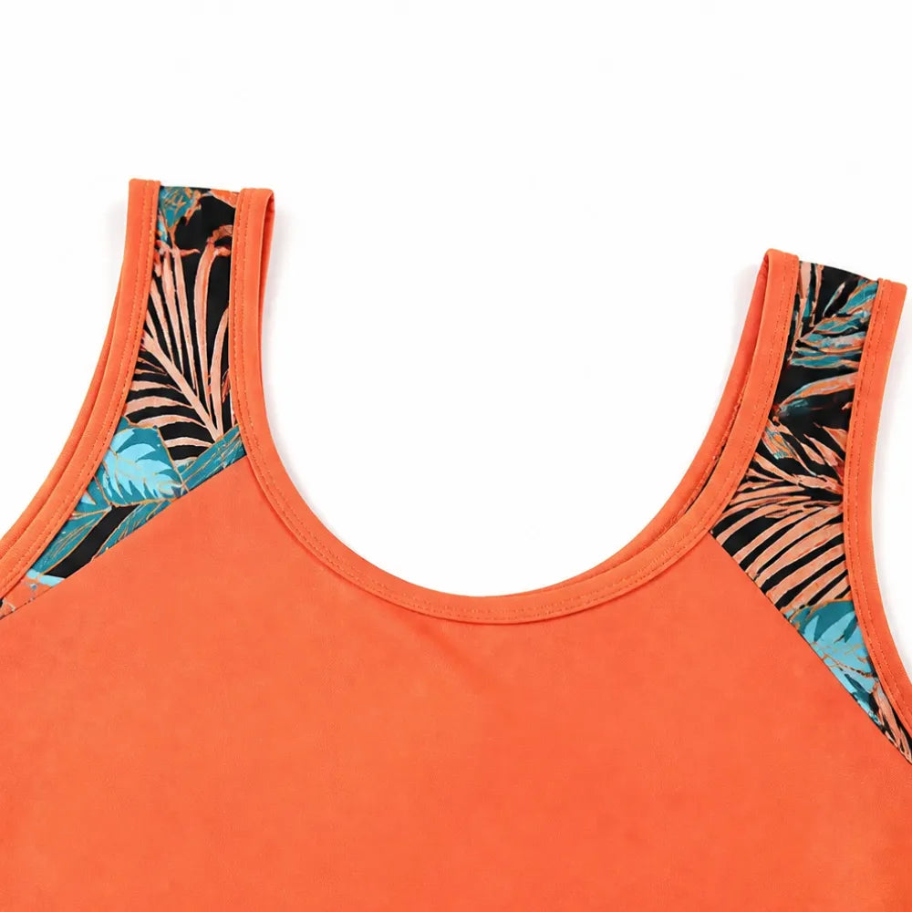 Solvea – Colorblock Tankini and Shorts Swim Set with Shorts