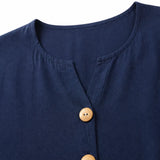 Lyneva – Linen-Look V-Neck Button Top for Women, Relaxed Casual Short-Sleeve Blouse