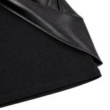 Noirelle – Long-Sleeve Bodycon Mini Dress with Faux-Leather Wrap Tie