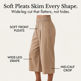 Coastella – Women's Smocked-Waist Wide-Leg Culottes