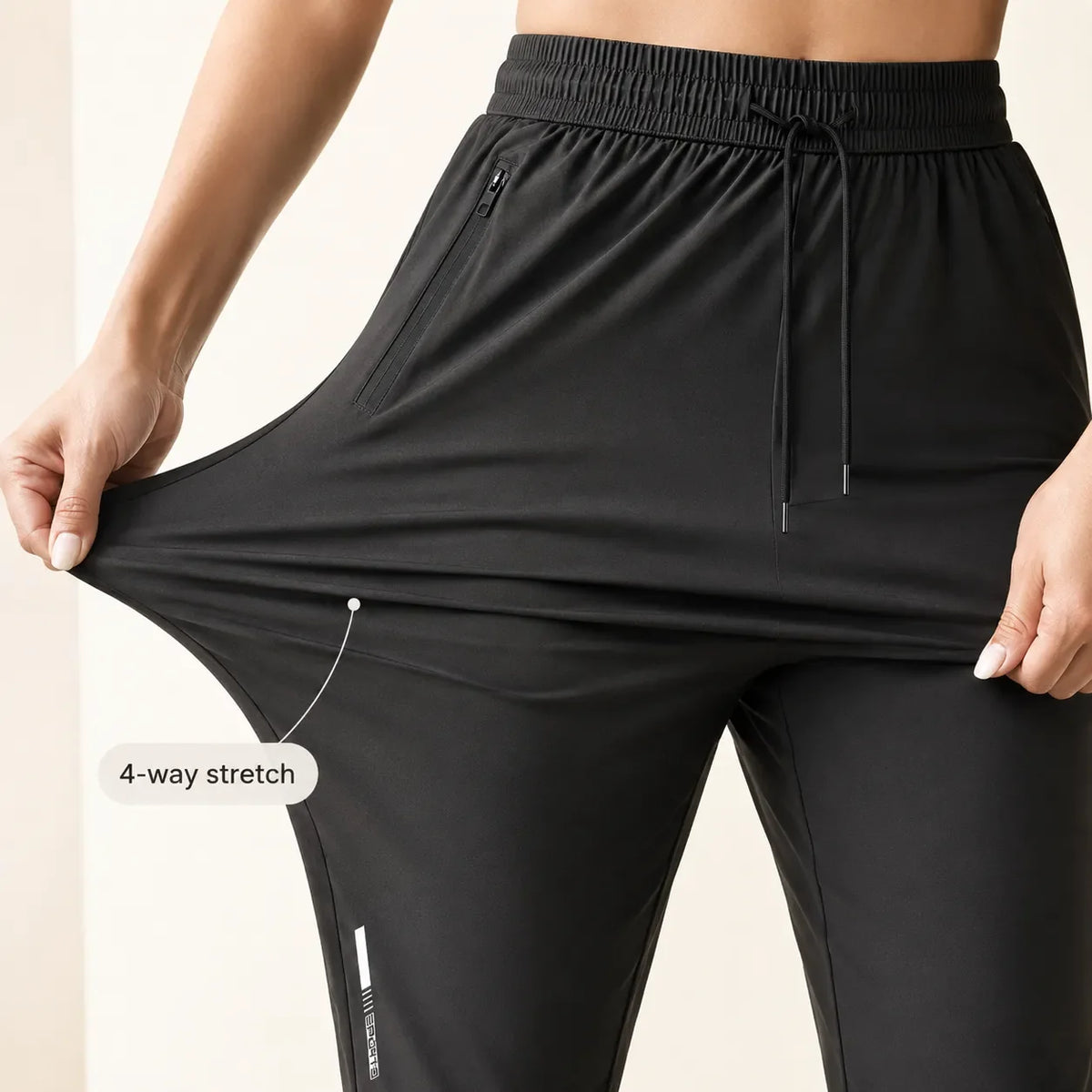 Movella – Stretchy Capri Pants with Zip Pocket for Women