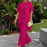 Florenza – Double-Layer Top and Wide Leg Pants Set for Women