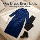 Sofelle – Women's Velvet Cocoon Midi Dress with Pockets