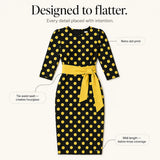 Belora – Retro Polka Dot Midi Dress with Belted Waist