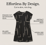 Elunara – Women's Pocketed Dolman Dress with Abstract Print