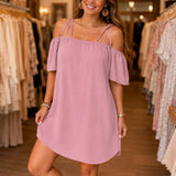 Wearbella – Off Shoulder Mini Dress with Flutter Sleeves