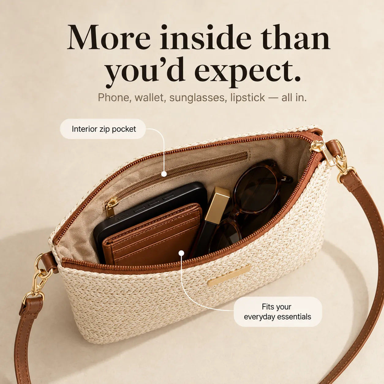 Solène – Woven Straw Crossbody Clutch Bag for Women