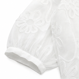 Fiora – Textured Floral Blouse with Puff Sleeves