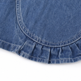 Florelle – Open Front Ruffle Trim Denim-look Jacket for Women