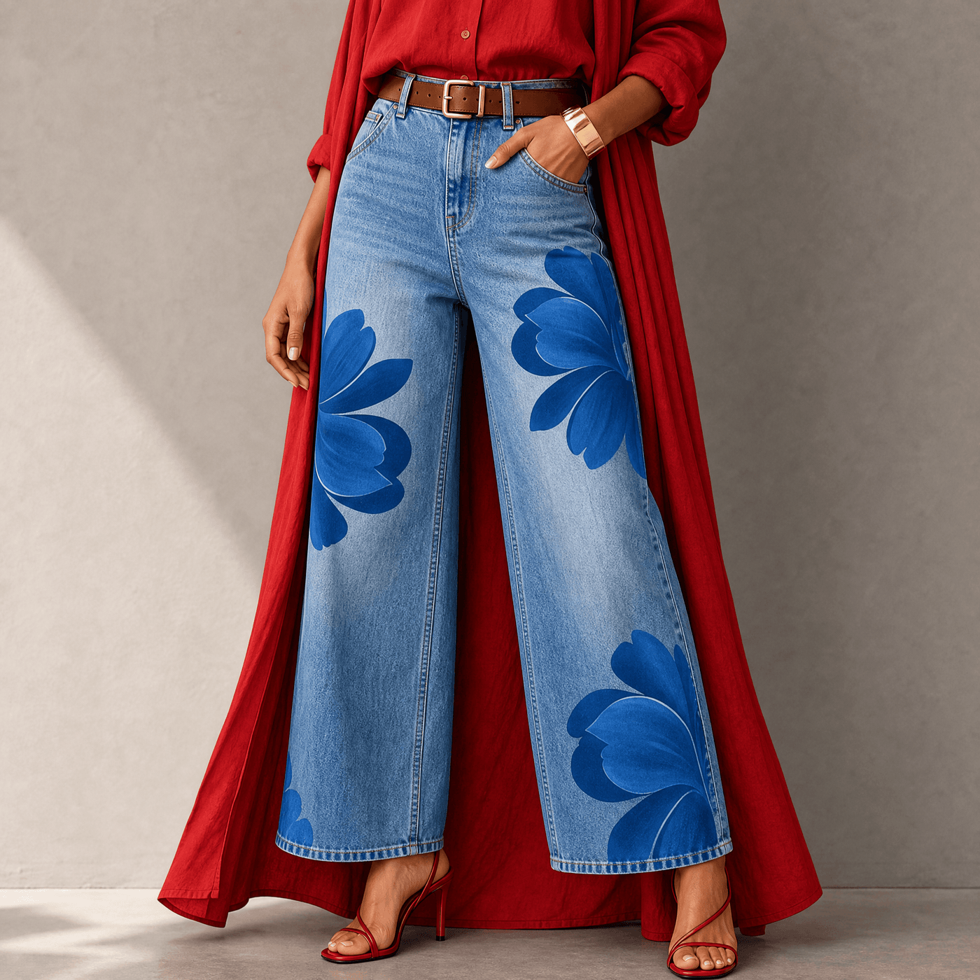 Florenza – Women's Bold Floral Wide-Leg Jeans