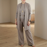 Vivara – Women's Three-Piece Matching Set with Longline Cardigan