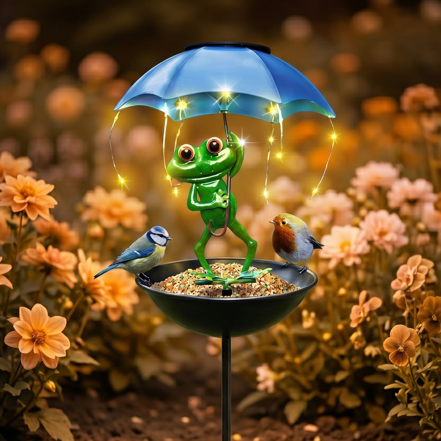 Magic Frog – Solar Garden Lamp with Bird Feeder
