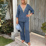Linora – Women's Crochet V-Neck Two-Piece Set