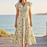 Florenza – Women's Floral V-Neck Smocked Midi Dress