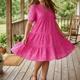 Wearbella – Flowy V-Neck Eyelet Dress for Curvy Fit