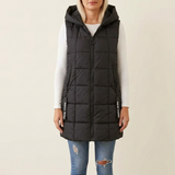 Covara – Long Quilted Puffer Vest with Hood