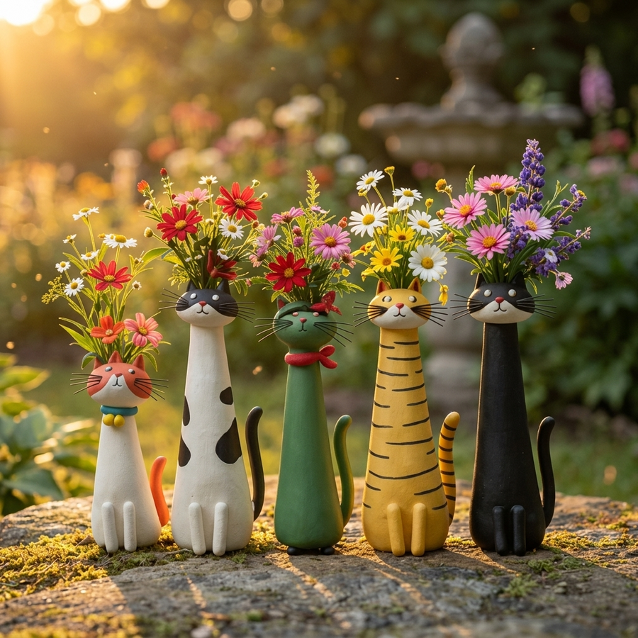 Felina – Handmade Ceramic Cat Flower Vase