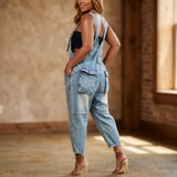 Curvella – Women's Button-Front Tapered Denim Overalls