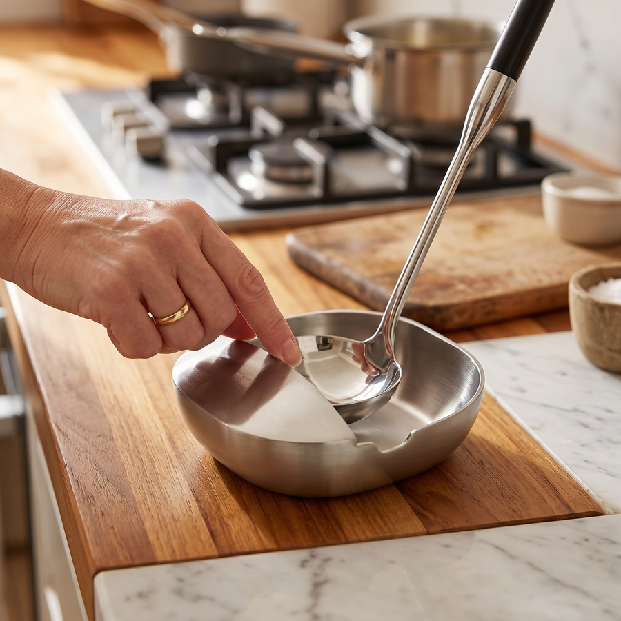 Spoonara – Heavy Stainless Spoon Rest for Tidy Counters