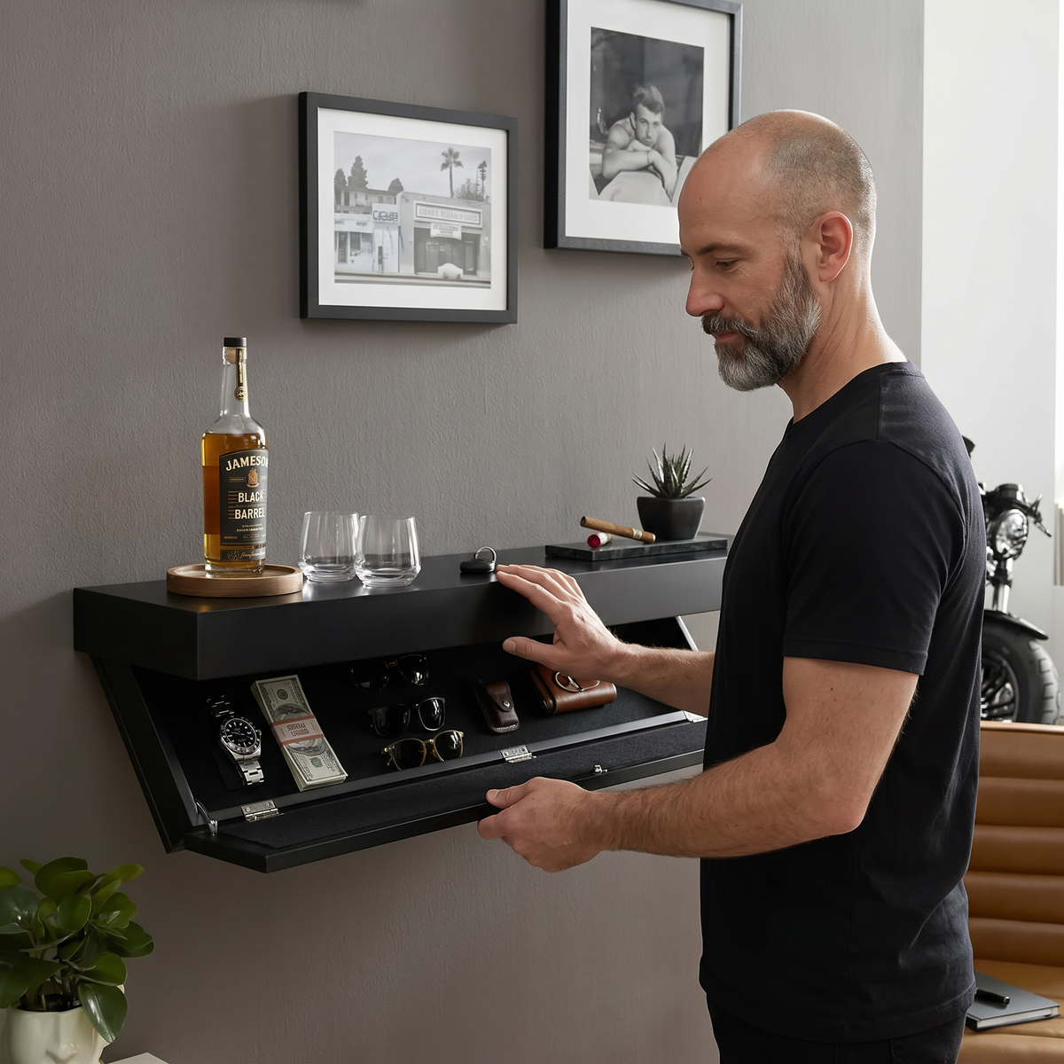 Vaultedge – Floating Wall Shelf with Hidden Compartment