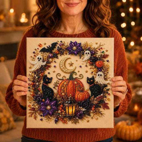 Beadory – Halloween Pearl-like Bead Craft Kit, Cozy Wall Art DIY