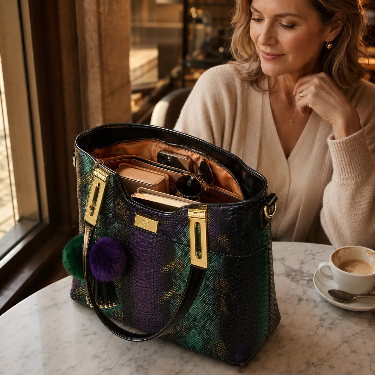 Vestralia – Iridescent Snakeskin-look Tote Bag