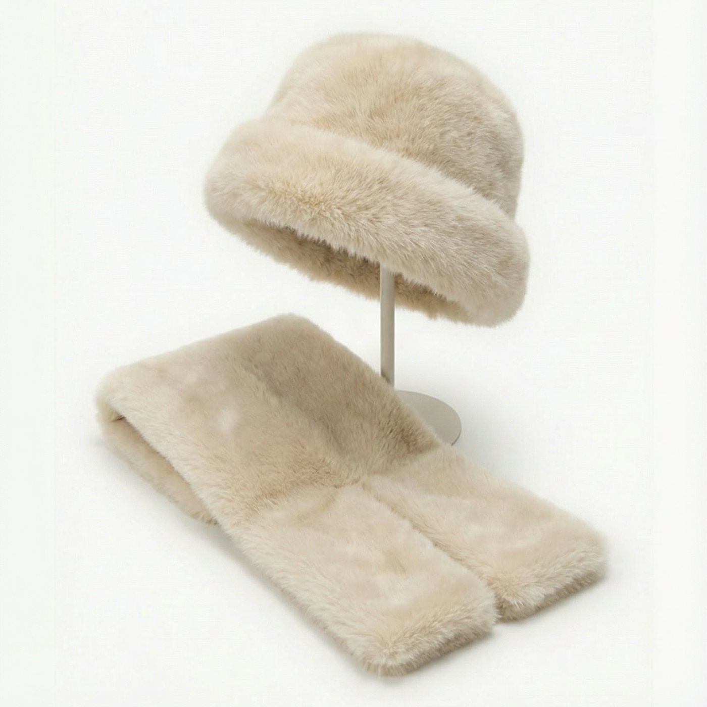 Velura – Women's Matching Faux Fur Hat and Scarf Set