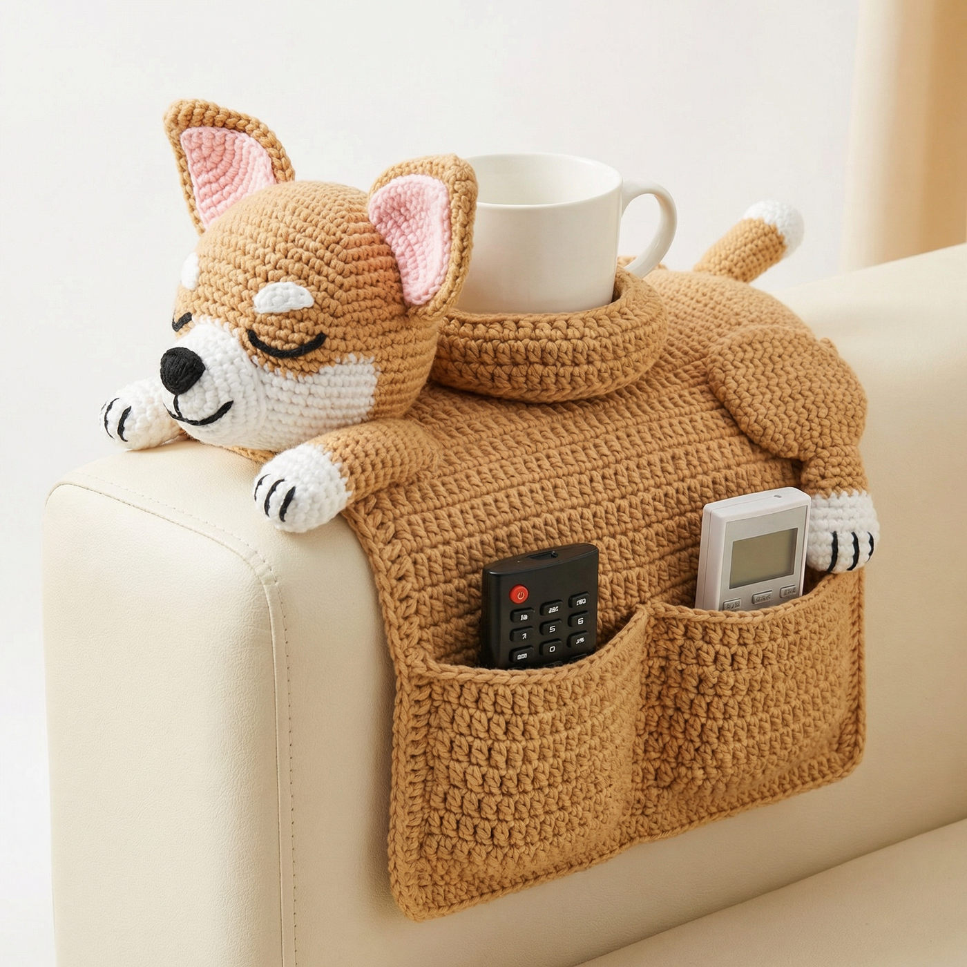 Cozipup – Crochet Dog Armrest Organizer with Cup Holder