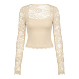 Lacelle – Women's Sheer Floral Lace Sleeve Top