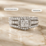Lunavia – Princess Cut Cubic Zirconia Statement Ring with Triple Pavé Band