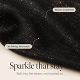 Solavia – Sparkle Ruched Crossover V-Neck Top with Sheer Mesh Sleeves