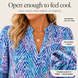 Elowen – Women's V-Neck Puff Sleeve Blouse with Smocked Cuffs, Flowy Floral Top
