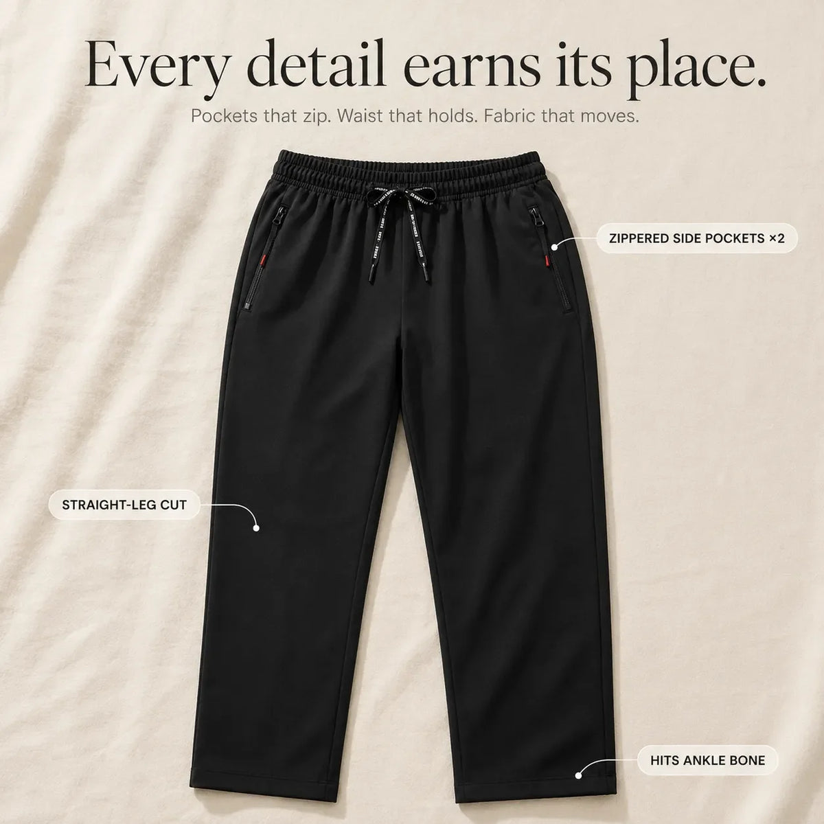 Aerelle – Women's Lightweight High Waist Pants with Zip Pockets