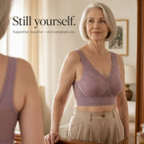 Aluvelle – Wireless Lift Bra with Breathable Mesh & Lace-look V-Neck